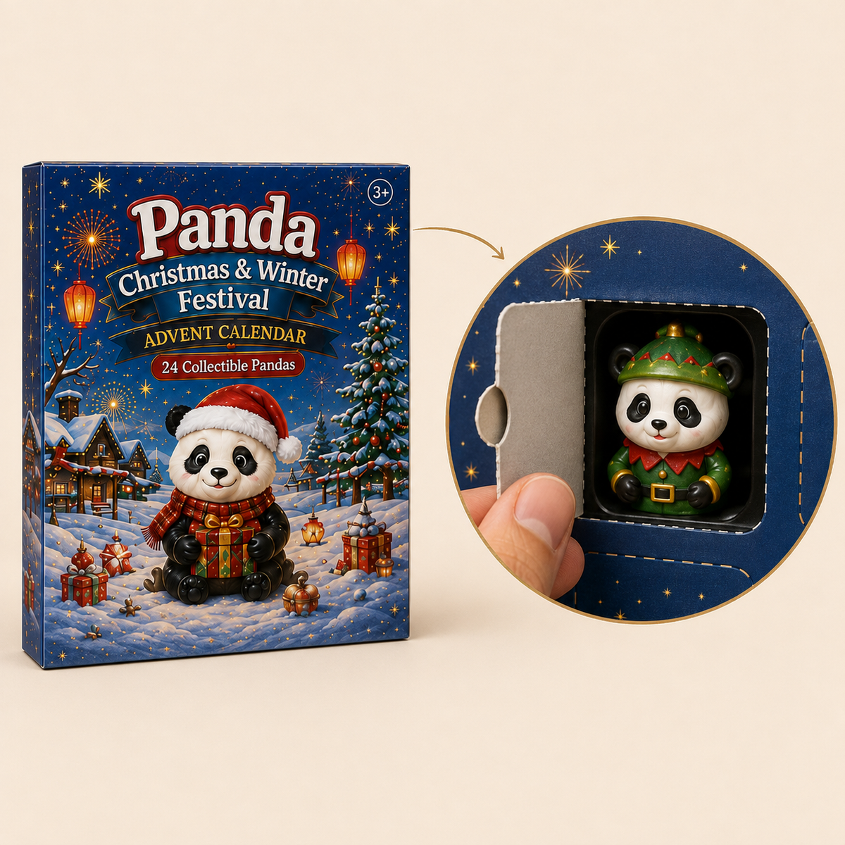 Close-up of an advent door and panda compartment