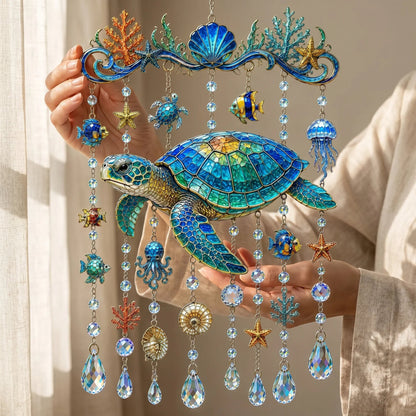 🔥LAST DAY 50% OFF 🐋🐢🐬Ocean-Themed Acrylic Wind Chime – 🌊Bring the Ocean Glow to Your Garden (2D)