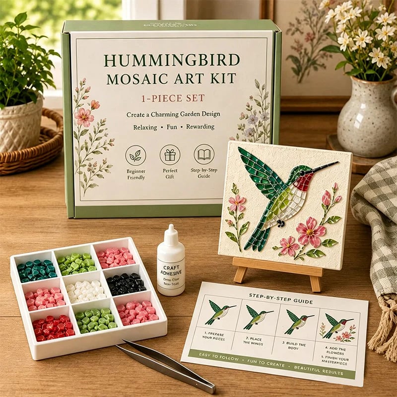 🌿 Watering Can Mosaic Art Kit | Beginner-Friendly Floral DIY Craft with Vibrant Mosaic Beads & Sturdy Display Base ✨