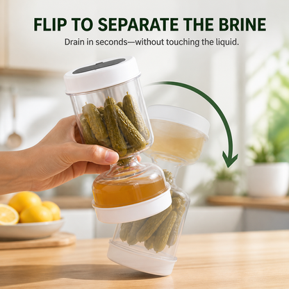 Pickle Jar — — With Strainer Flip and Fork