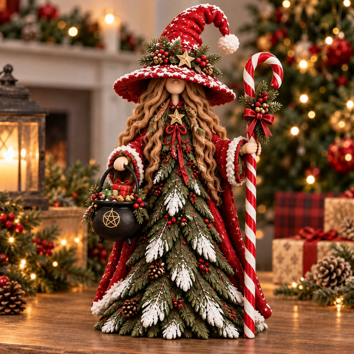 🎄 Christmas Enchanted Trio – Santa, Snowman & Holiday Witch Figurine Set