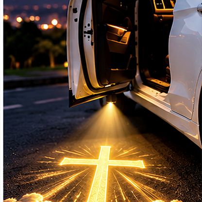🔥Last day 50% OFF-Christian Car Door Projector Light – Golden Cross & Faith-Inspired Welcome Light