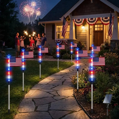 🔥Last Day 49% OFF - 8 Solar American Flag Pathway Lights – Red, White & Blue Yard Glow for 250th Independence Celebration 🇺🇸✨