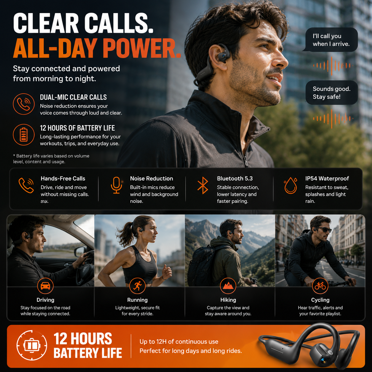 📸 Smart Open-Ear Camera Headset – Hands-Free POV Recording & Audio