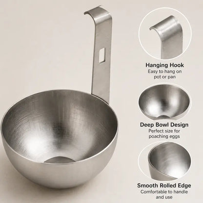 🍳 Stainless Steel Egg Poacher Cup – Hanging Pan Egg Cooker for Perfect Round Eggs