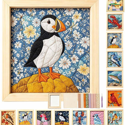 Kinusaiga-No-Sew Bird Fabric Art Kit