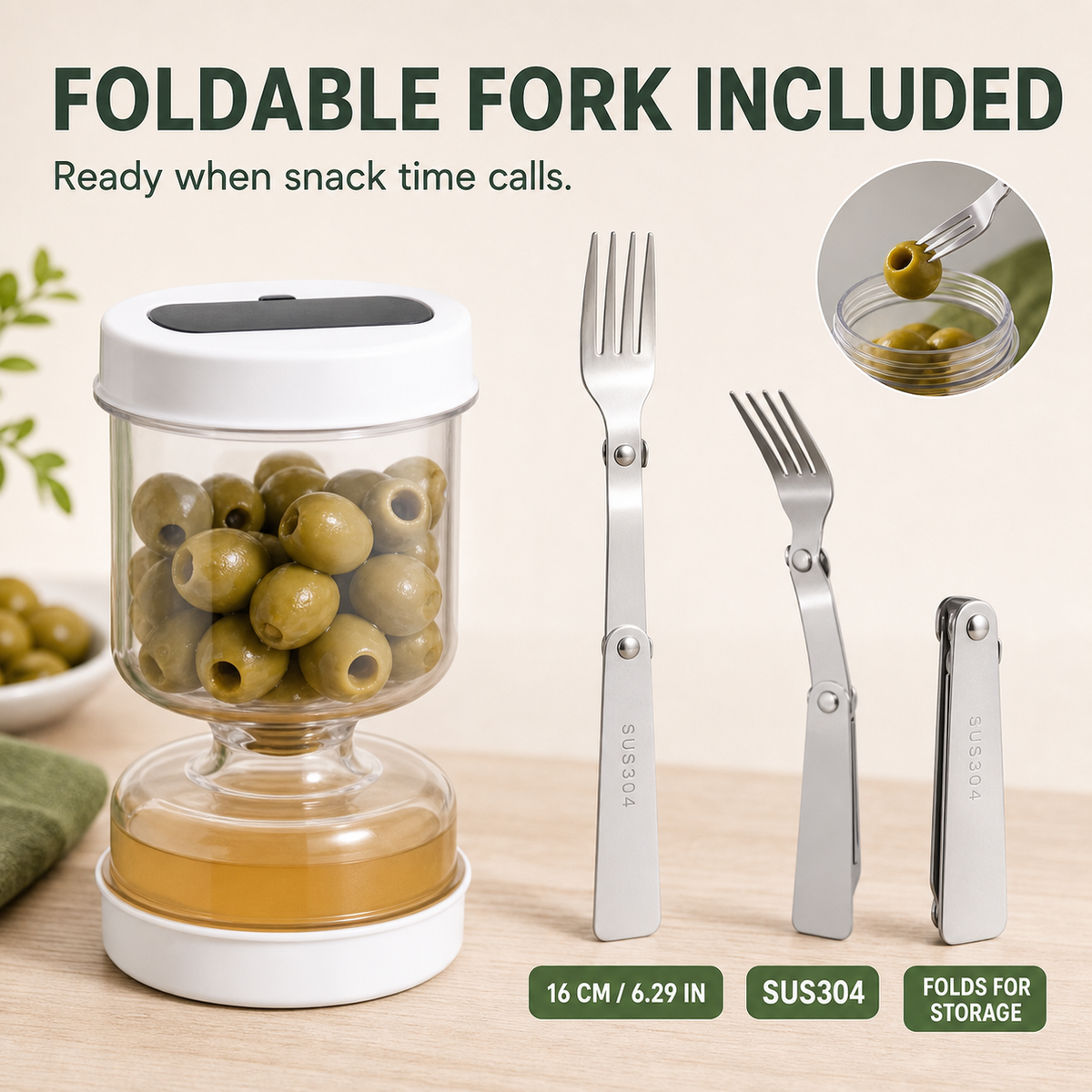 Pickle Jar — — With Strainer Flip and Fork