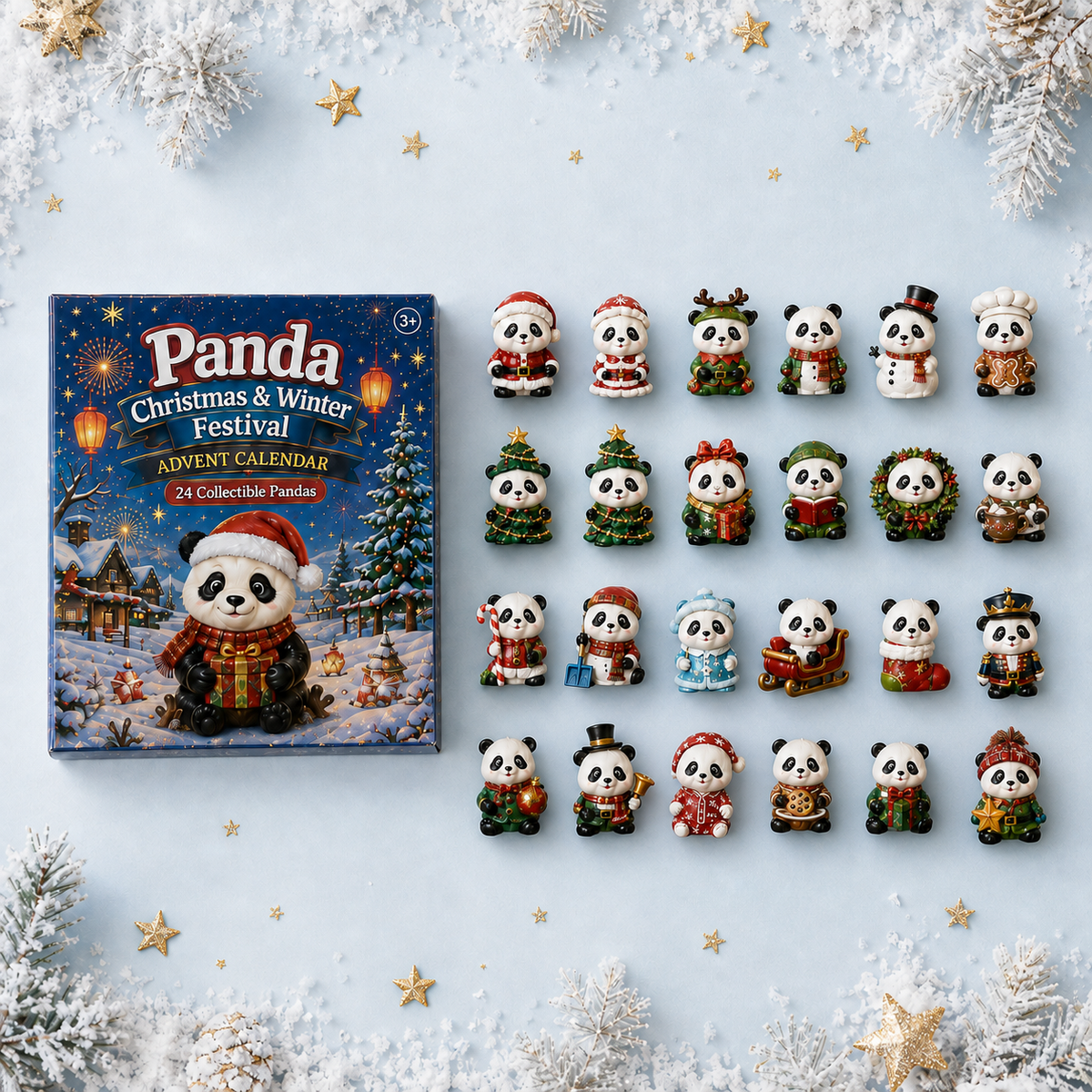 Panda calendar box and included 24 panda figures