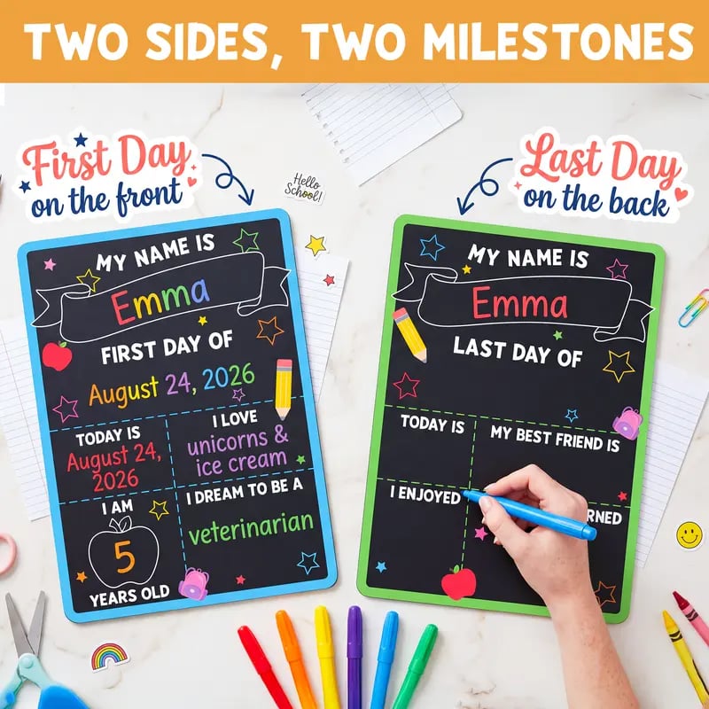 First & Last Day School Sign – Double-Sided Chalkboard for Every Milestone