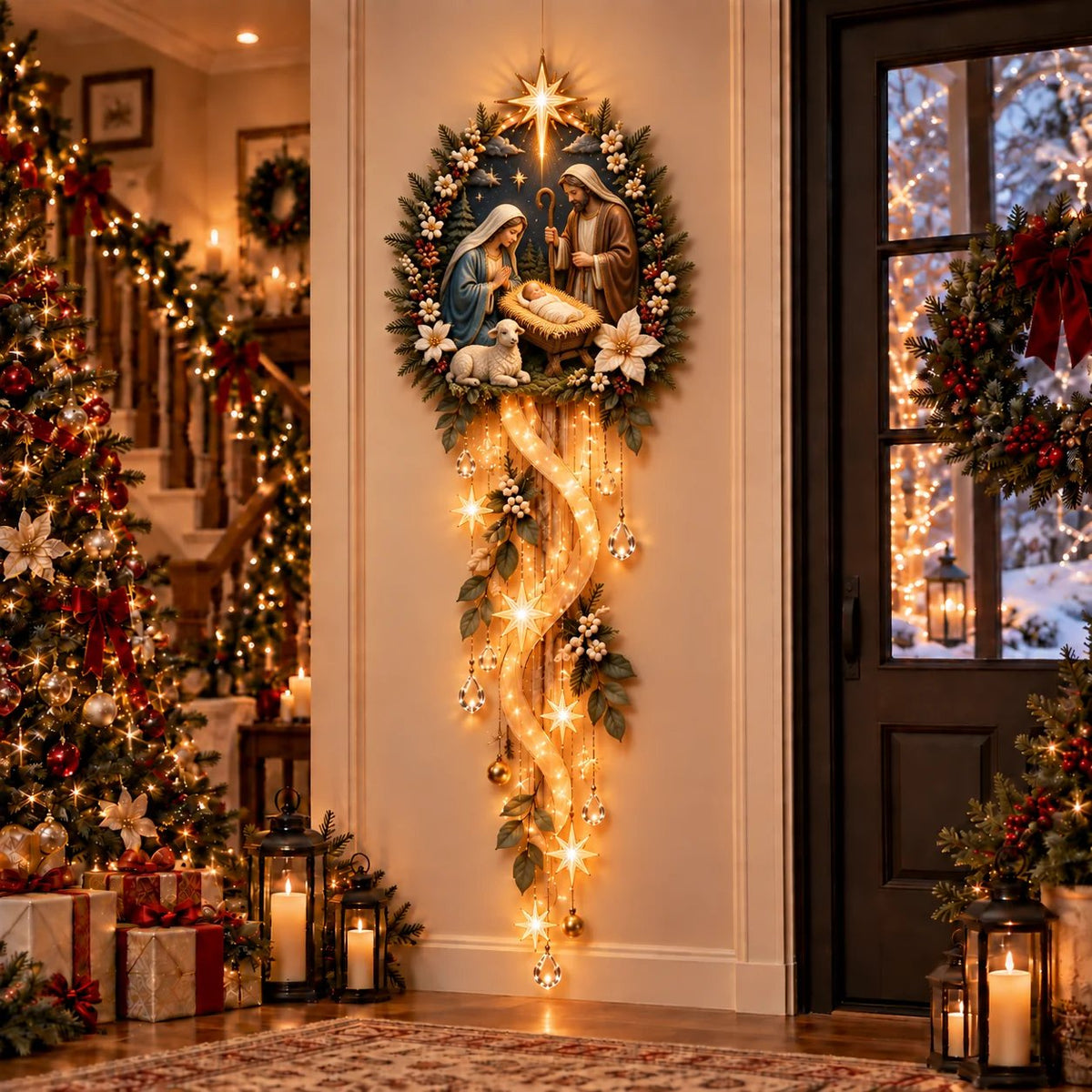 🌟 Nativity Starfall Wall Light – A Meaningful Christmas Glow