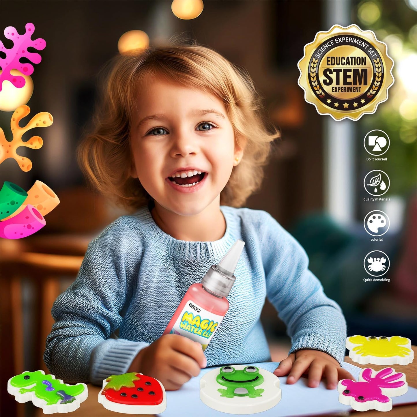 Magic Water Toy Elf Kit, Water Fairy Water Gel Kit with 12 Magic Gels, 12 Shape Molds, Fun Summer Toys Gifts Kids Birthday Party Favors(12 Colors)