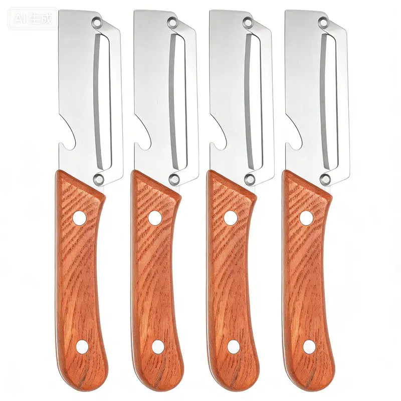 🔥WOVERSSY®Wooden-Handled Stainless Steel Sharp Peeler with Built