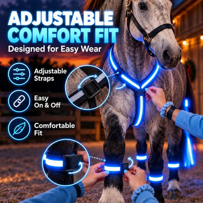 NightGlow™ LED Horse Gear Set – Light-Up Chest Harness, 4 Leg Bands & Tail Strand