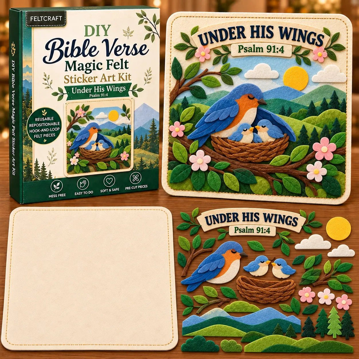 ✝️✨ Bible Verse Magic Felt Sticker Art DIY Kit – Beginner-Friendly Christian Craft 🙏🌿