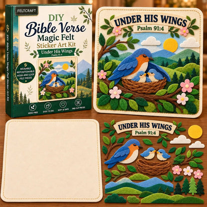 ✝️✨ Bible Verse Magic Felt Sticker Art DIY Kit – Beginner-Friendly Christian Craft 🙏🌿