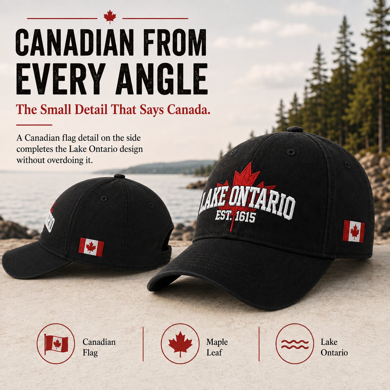 🔥LAST DAY 50% OFF -- 🍁Lake Ontario Forever – Heritage Embroidered Cap (🧢100% Cotton)