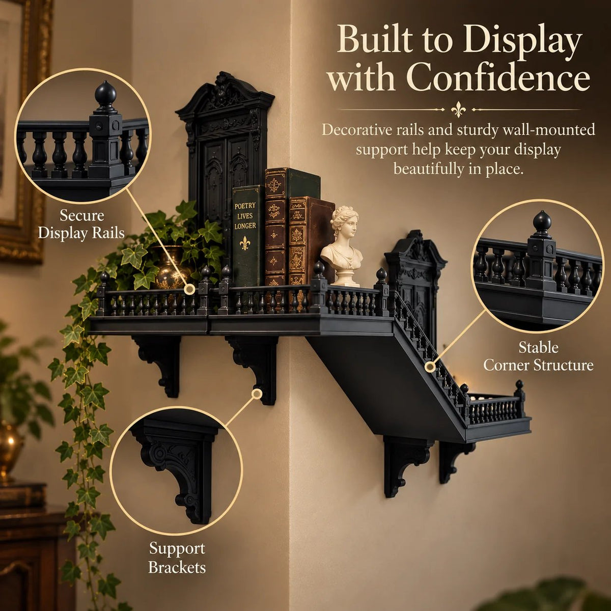 🖤 Gothic Miniature Architecture Wall Shelf