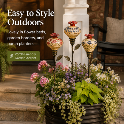 Vintage Hummingbird Feeder 🌺🐦 – Decorative Garden Pole