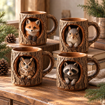 Woodland animal tree hollow mug collection