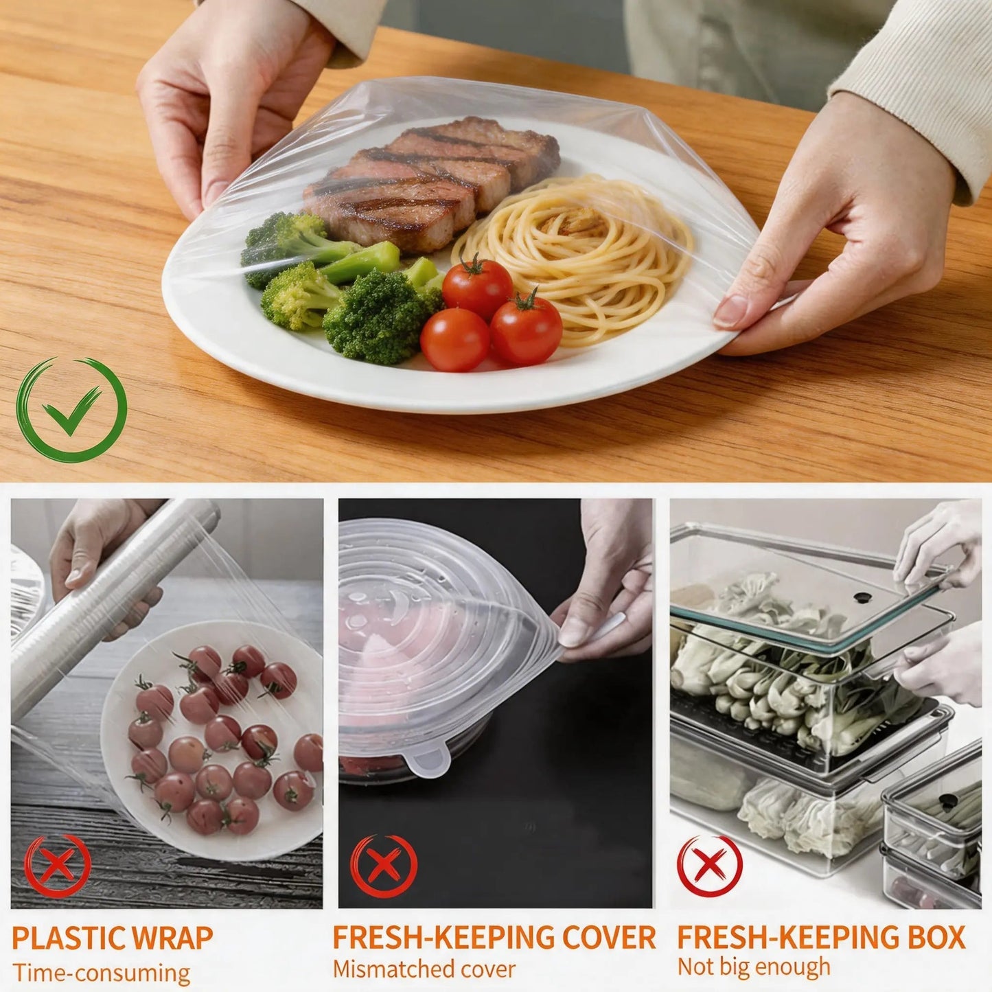 🔥100PCS Plastic Bowl Covers – Elastic Reusable Food Wrap