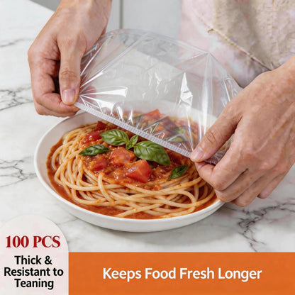 🔥100PCS Plastic Bowl Covers – Elastic Reusable Food Wrap