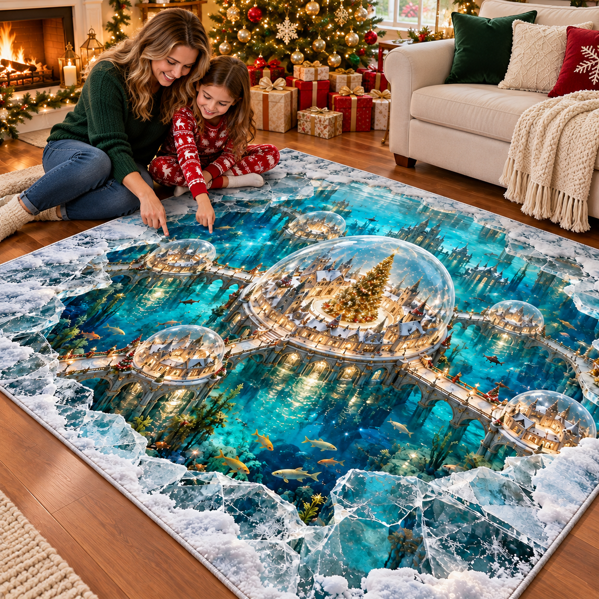 🔥3D Optical Illusion Christmas Rug – Enchanted Underwater Kingdom - product image 5