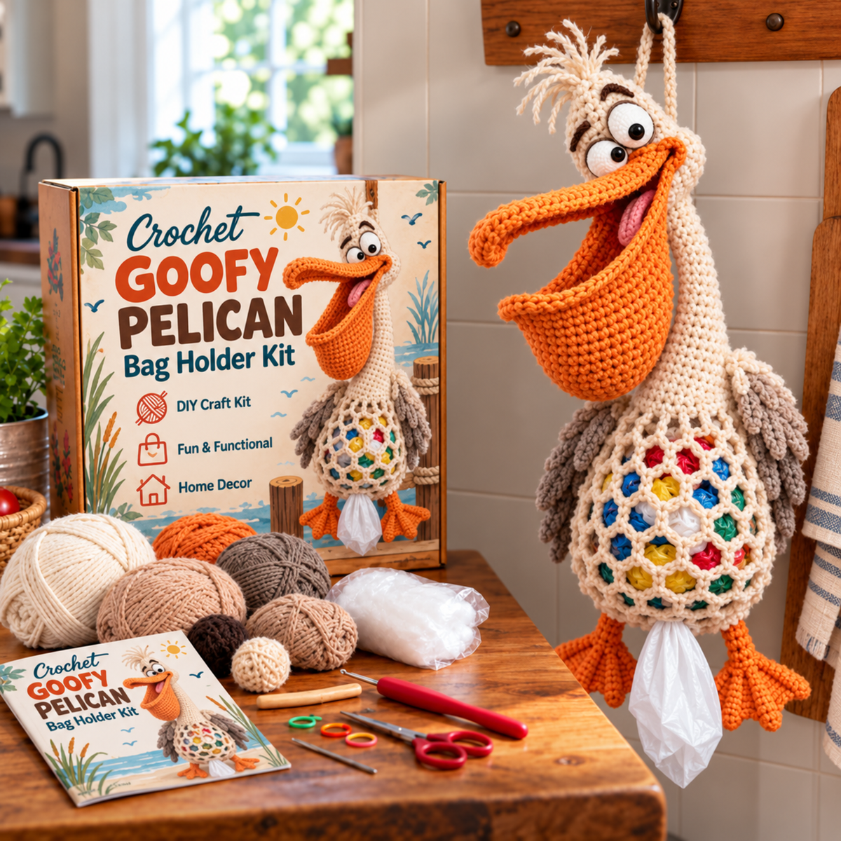 🔥LAST DAY 49% OFF – 🌼 Cottage Harvest Keepers™ — Crochet Animal Bag Holder DIY Kit | 13 Adorable Designs
