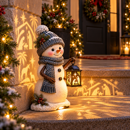 ✨ Solar Christmas Step Light with Holy Family Projection