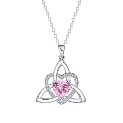 Birthstone Celtic Trinity Knot Heart Necklace✨ Heart Shape Celtic Trinity Knot Birthstone Pendant