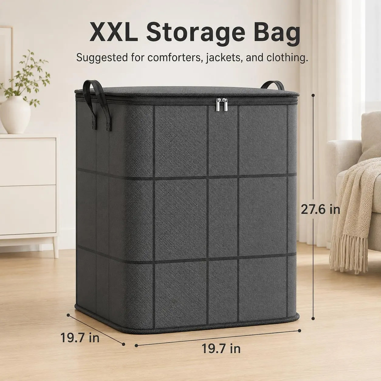 🔥Spacious Moving & Storage Bin Zippered Fabric Organizer