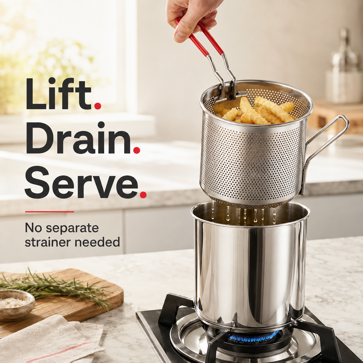 🔥Last Day 50% OFF - 🍟 Personal Mini Deep Fryer Set – Stainless Steel Pot with Lift-Out Draining Basket & Food Tongs