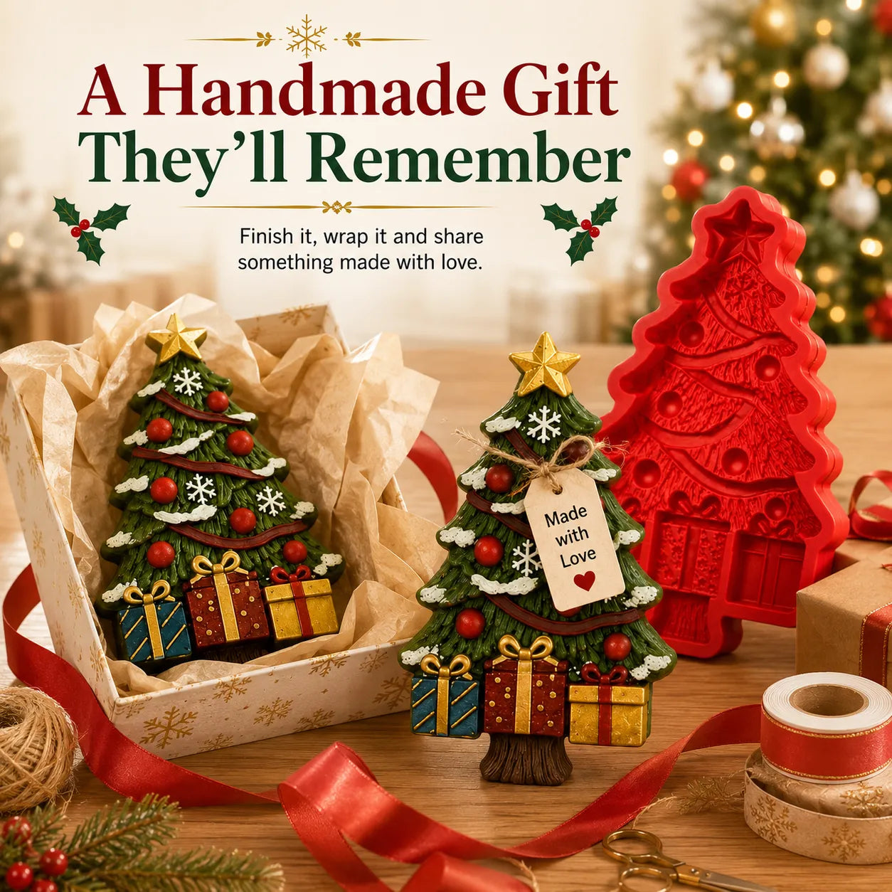 ⏳ Last Day 49% OFF – 🎄Reusable Christmas Tree DIY Casting Mold | Detailed Dimensional Design with Star, Layered Branches, Ornaments, Snowflakes & Gift Box Accents ✨
