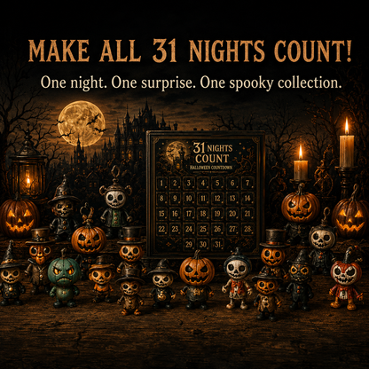 🎉🎃 31 Nights of Fright Halloween Countdown Box | 31 Unique Mini Figurines, Hanging Charms & Spooky Collectibles with No Repeats 👻✨
