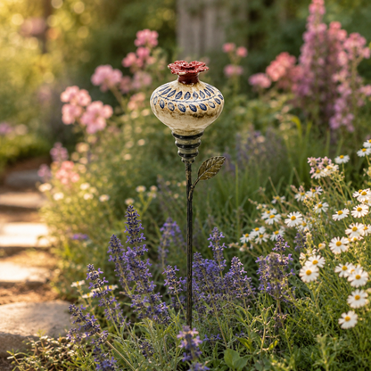 Vintage Hummingbird Feeder 🌺🐦 – Decorative Garden Pole
