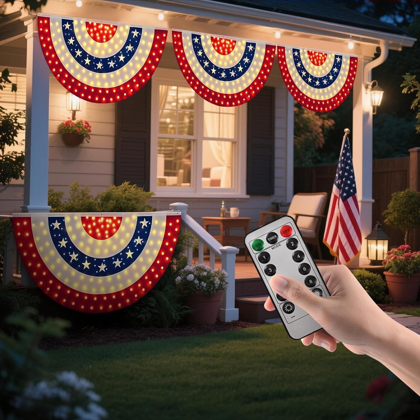 🏆🏆Flash Sale-49% OFF⚡ 50K+ SOLD! 3 x 6 Ft LED Patriotic Bunting Banner for America’s 250th