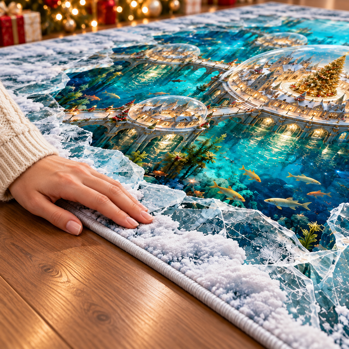 🔥3D Optical Illusion Christmas Rug – Enchanted Underwater Kingdom - product image 2