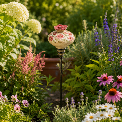 Vintage Hummingbird Feeder 🌺🐦 – Decorative Garden Pole