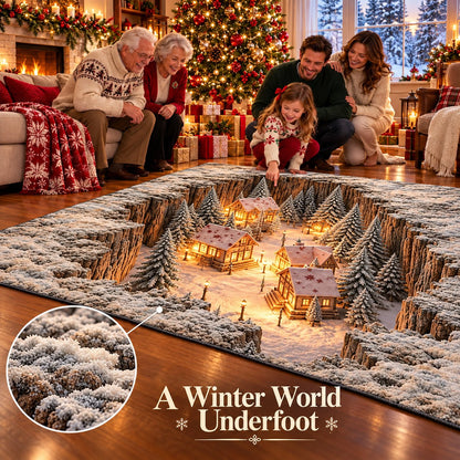 Optical Illusion Christmas Scene Rug | Bring A Hidden Winter Village To Your Floor