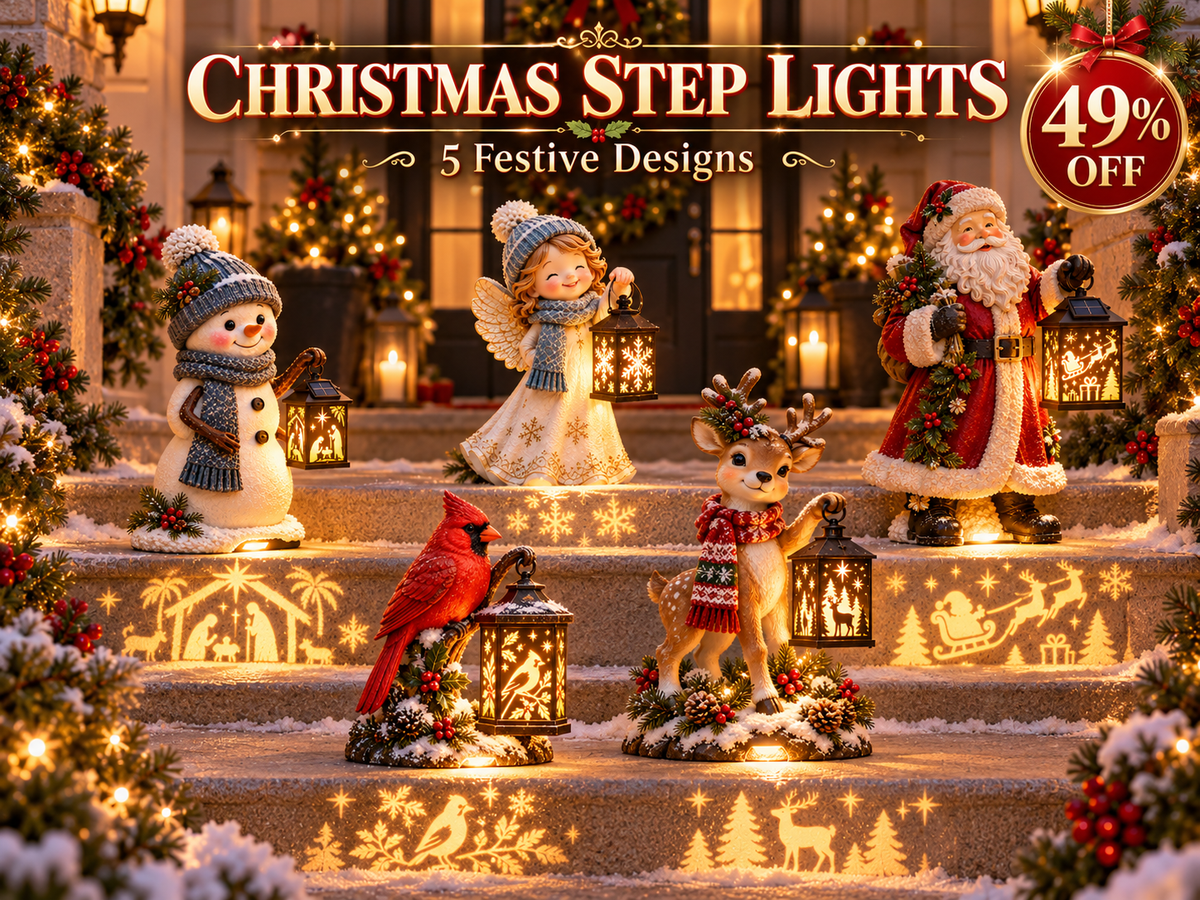 ✨ Solar Christmas Step Light with Holy Family Projection
