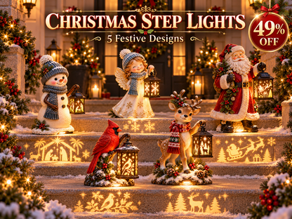 ✨ Solar Christmas Step Light with Holy Family Projection