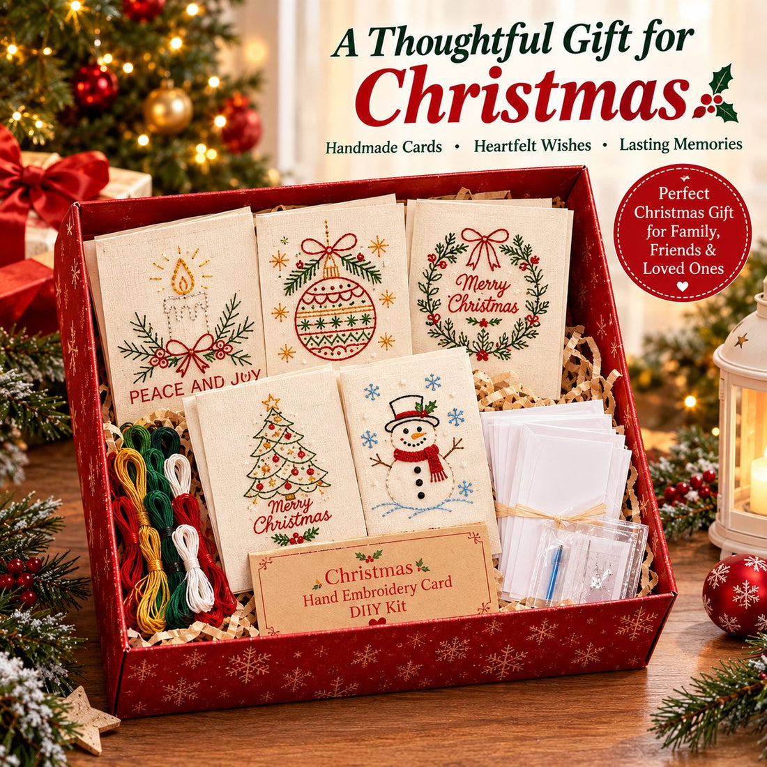 Christmas embroidery card gift set