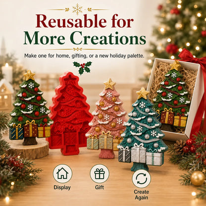 ⏳ Last Day 49% OFF – 🎄Reusable Christmas Tree DIY Casting Mold | Detailed Dimensional Design with Star, Layered Branches, Ornaments, Snowflakes & Gift Box Accents ✨