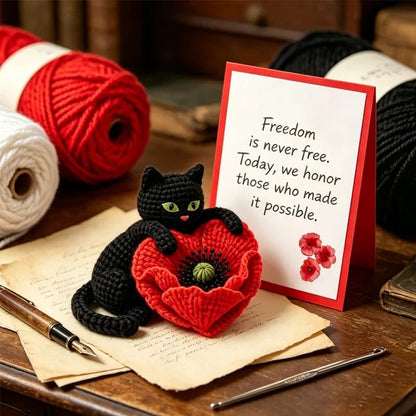 🔥HOT SALE 49% OFF🔥Unisex Memorial Day Poppy Cat Handcrafted Keepsake