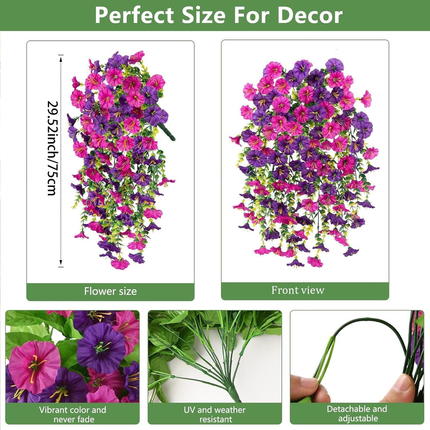 🌺 UV Resistant Hanging Artificial Morning Glory Vine 💖