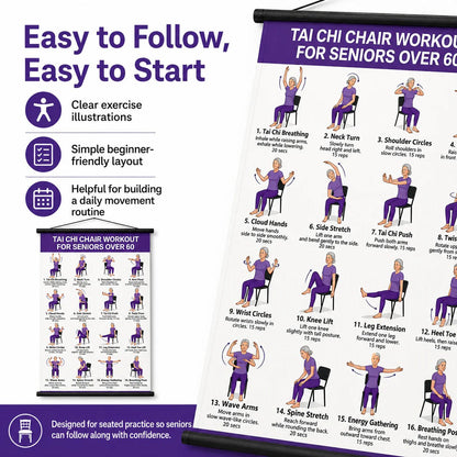 🔥Tai Chi Chair Workout Chart for Seniors (16 x 24 inches)