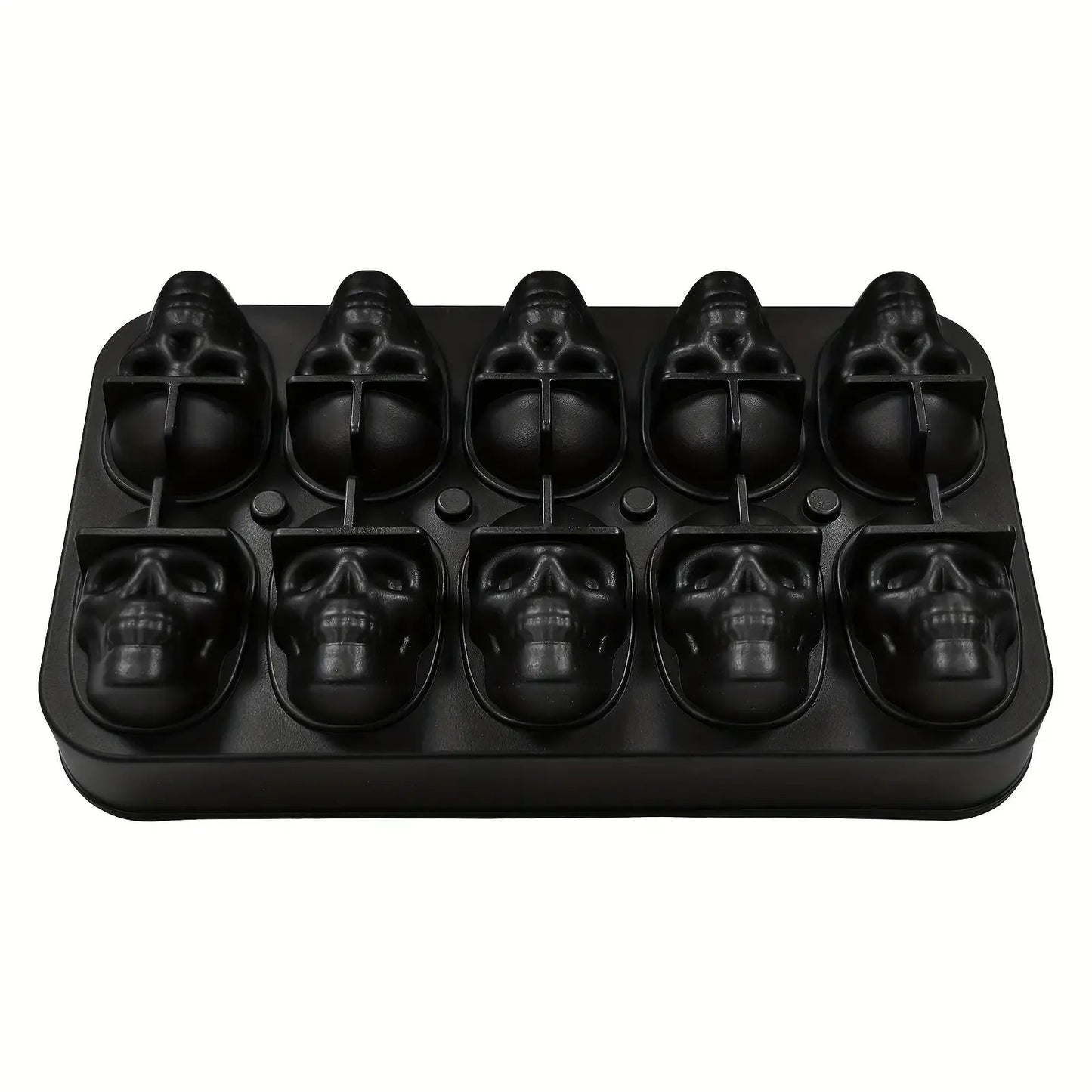 💀Skull Frozen Cubes Molds Silicone Tray, BPA Free Halloween Skull Shaped Ice Maker for Whiskey, Cocktails, Soda & Party Drinks