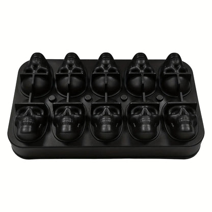 💀Skull Frozen Cubes Molds Silicone Tray, BPA Free Halloween Skull Shaped Ice Maker for Whiskey, Cocktails, Soda & Party Drinks