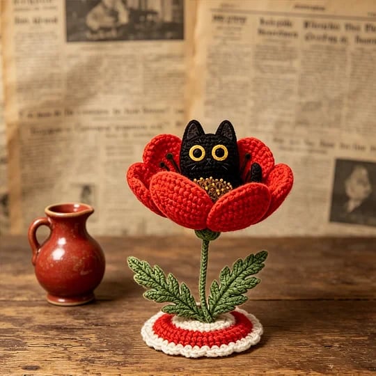🔥HOT SALE 49% OFF🔥Unisex Memorial Day Poppy Cat Handcrafted Keepsake