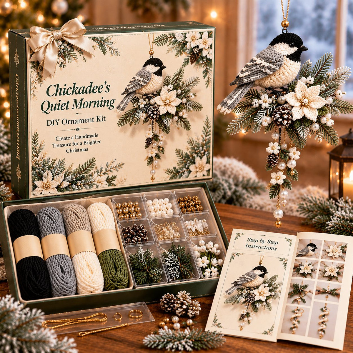 🎄❤️ Cardinal & Poinsettia DIY Ornament Kit