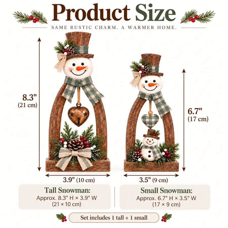 🤎Rustic Vintage Snowman Tabletop Decor Set ☃️